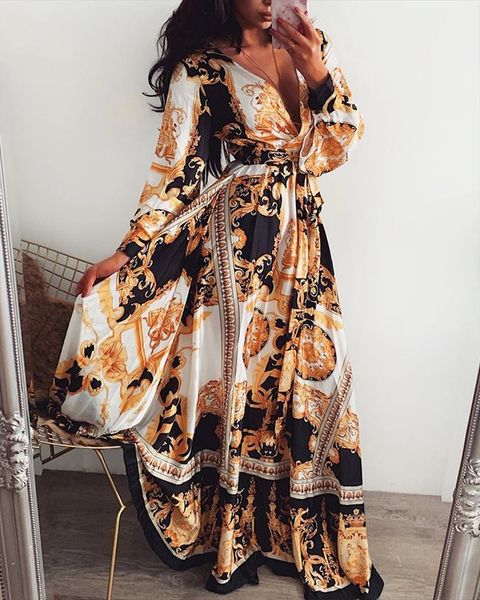 bohemian printed maxi summer women dress autumn long v neck ruffles vintage dresses casual loose beach vestidos, Black;gray
bohemian printed maxi summer women dress autumn long v neck ruffles vintage dresses casual loose beach vestidos, Black;gray