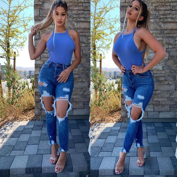 women's jeans ripped high waist skinny denim casual pencil pants boyfriend for women, Blue
women's jeans ripped high waist skinny denim casual pencil pants boyfriend for women, Blue