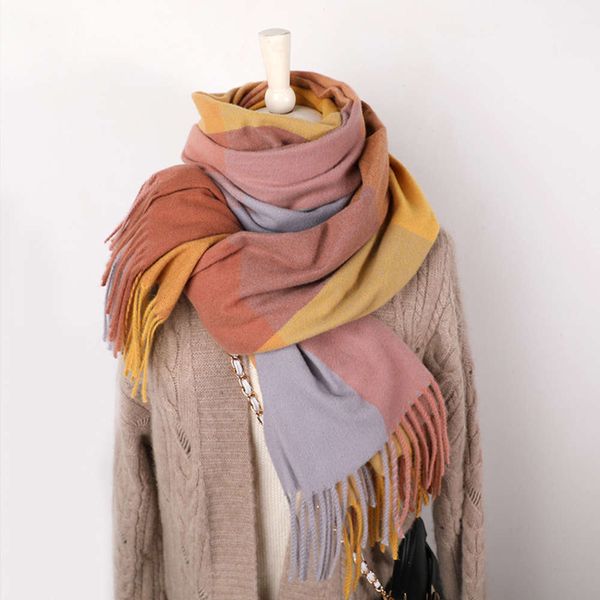 2020 new women's autumn and winter thickened warm cashmere like plaid scarf shawl versatile tassel neck, Blue;gray
2020 new women's autumn and winter thickened warm cashmere like plaid scarf shawl versatile tassel neck, Blue;gray