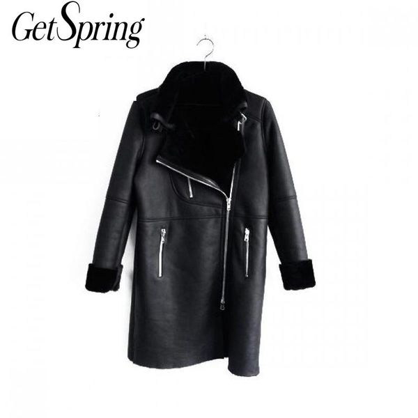 getspring women coat jacket vintage winter jacket loose locomotive long sleeve overcoat faux fur 210601, Black
getspring women coat jacket vintage winter jacket loose locomotive long sleeve overcoat faux fur 210601, Black