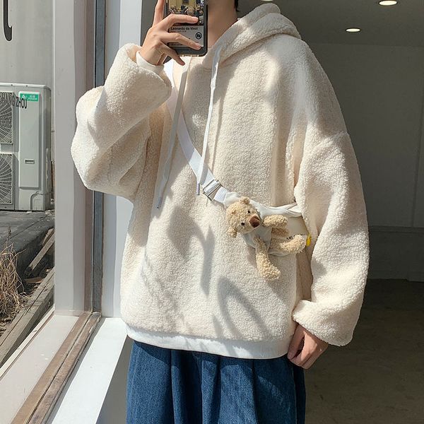 2021 new winter men's loose streetwear coats lamb thickening plush hoodies cotton clothes pullover casual in warm sweatshirts m-2xl w4d, Black
2021 new winter men's loose streetwear coats lamb thickening plush hoodies cotton clothes pullover casual in warm sweatshirts m-2xl w4d, Black