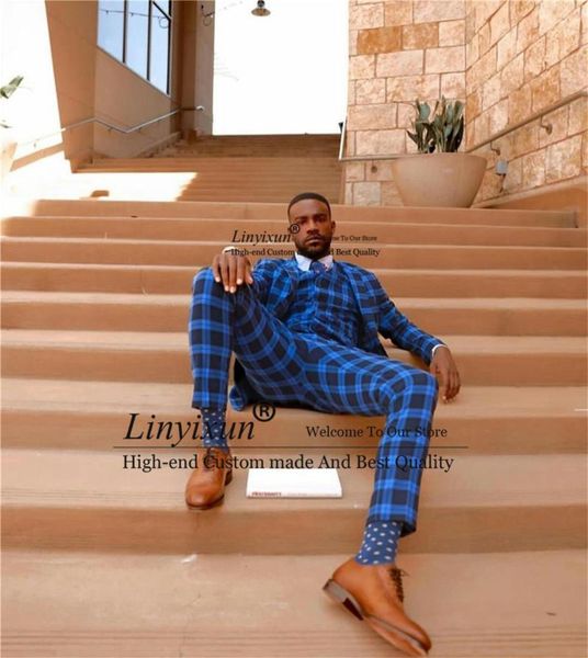men's suits & blazers blue and black checked suit slim fit wedding male tuxedos groom wear prom 3 piece jacket vest pants costumes homm, White;black
men's suits & blazers blue and black checked suit slim fit wedding male tuxedos groom wear prom 3 piece jacket vest pants costumes homm, White;black