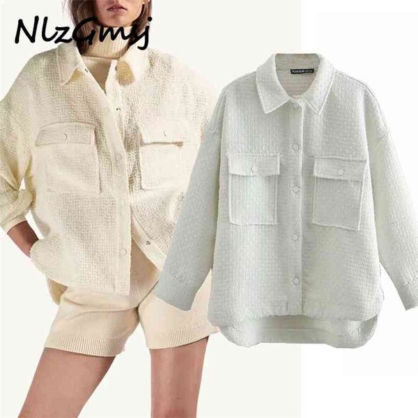 jacket women fashion oversized tweed coat vintage long sleeve pockets female outerwear chic 210628, Black;brown
jacket women fashion oversized tweed coat vintage long sleeve pockets female outerwear chic 210628, Black;brown