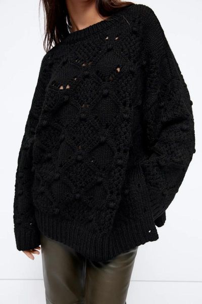 women's sweaters xikom 2021 autumn women vintage black plaid o neck knitting sweater female casual loose pullover long sleeve chic top, White;black 
women's sweaters xikom 2021 autumn women vintage black plaid o neck knitting sweater female casual loose pullover long sleeve chic top, White;black