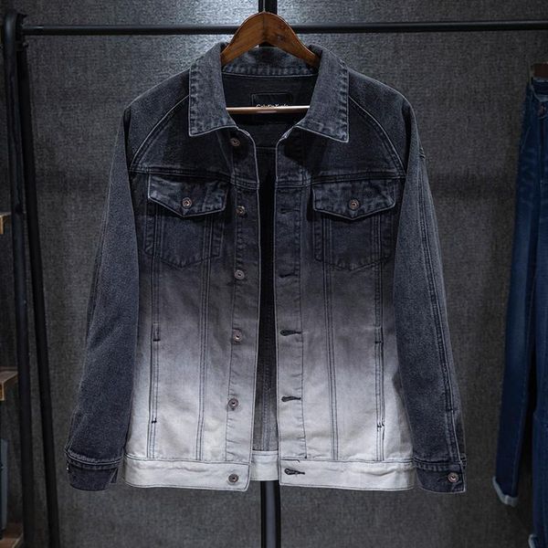 men's jackets men vintage gradient black and white slim denim jacket streetwear hip hop casual motorcycle jeans coat outerwear, Black;brown
men's jackets men vintage gradient black and white slim denim jacket streetwear hip hop casual motorcycle jeans coat outerwear, Black;brown