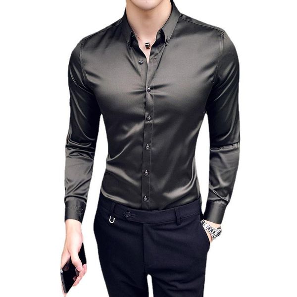 men's casual shirts mens neckline embroidery long sleeve slim fit men dress solid color formal business social clothing blouse, White;black
men's casual shirts mens neckline embroidery long sleeve slim fit men dress solid color formal business social clothing blouse, White;black