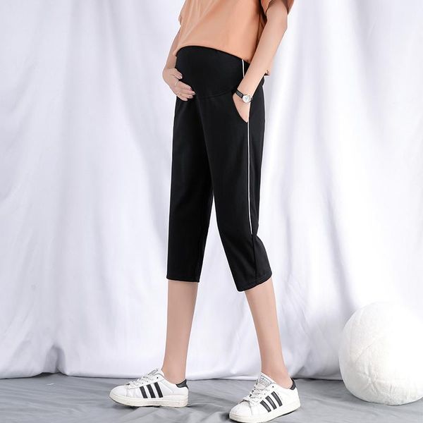 maternity bottoms women's capris summer pants for femme high waist black short trousers pregnancy stretch, White
maternity bottoms women's capris summer pants for femme high waist black short trousers pregnancy stretch, White
