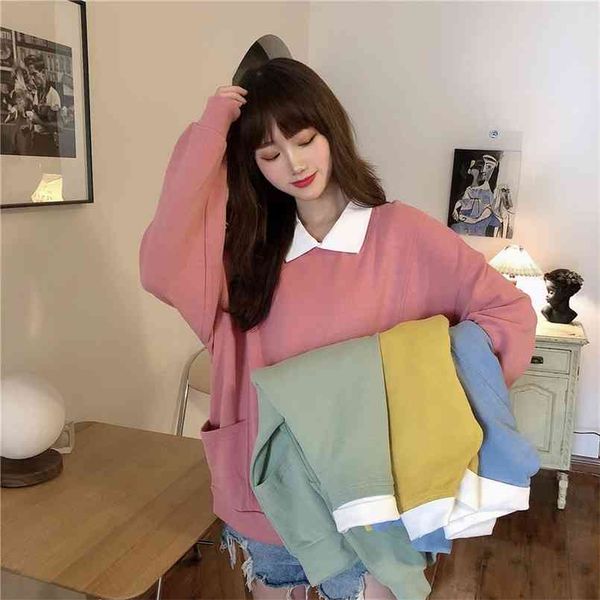 autumn oversized women turn-down collar sweatshirts kawaii long-sleeved lapel small fresh pullover hoodies femmes sweetshirts 210813, Black
autumn oversized women turn-down collar sweatshirts kawaii long-sleeved lapel small fresh pullover hoodies femmes sweetshirts 210813, Black