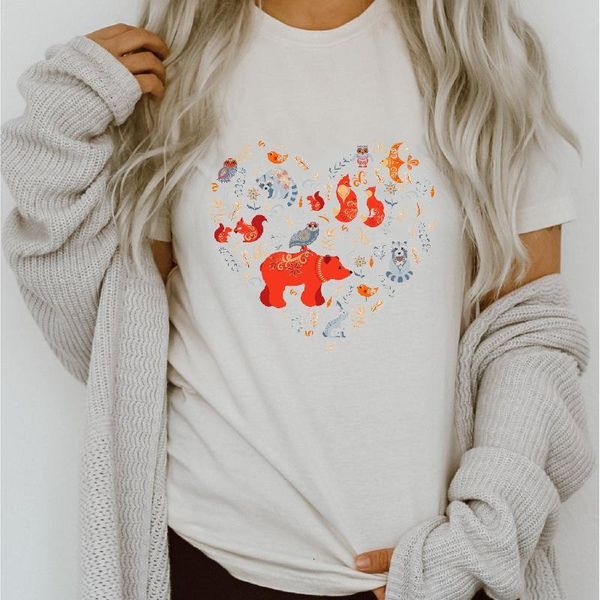 women graphic bear forest 90s style fashion spring summer printing lady clothes clothing tees print female tshirt t-shirt, White
women graphic bear forest 90s style fashion spring summer printing lady clothes clothing tees print female tshirt t-shirt, White
