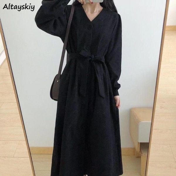 casual dresses black long sleeve women v-neck vintage corduroy high waist elegant ladies spring fall clothing calf length mujer, Black;gray
casual dresses black long sleeve women v-neck vintage corduroy high waist elegant ladies spring fall clothing calf length mujer, Black;gray