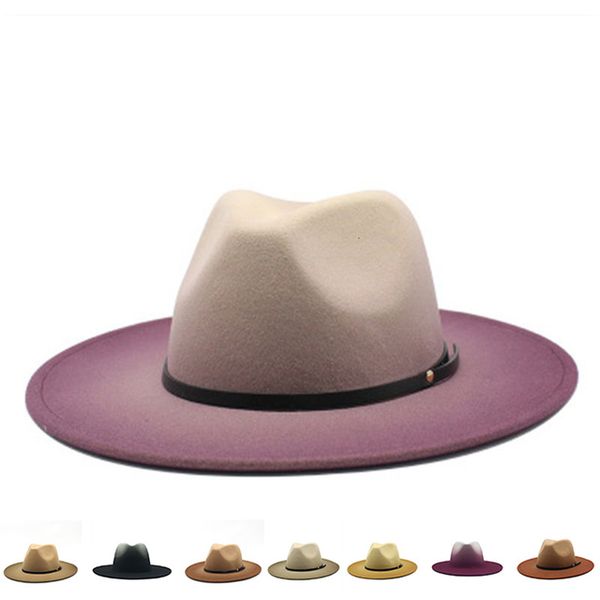 2021 new wide brim gradient jazz caps women church casual vintage black green men winter fedora felted hats pv50, Blue;gray
2021 new wide brim gradient jazz caps women church casual vintage black green men winter fedora felted hats pv50, Blue;gray
