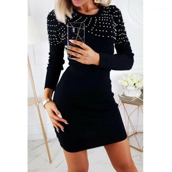 casual dresses party dress women pearls knit o-neck long sleeve bodycon mini pencil 2021 spring autumn slim solid ol vestidos, Black;gray
casual dresses party dress women pearls knit o-neck long sleeve bodycon mini pencil 2021 spring autumn slim solid ol vestidos, Black;gray
