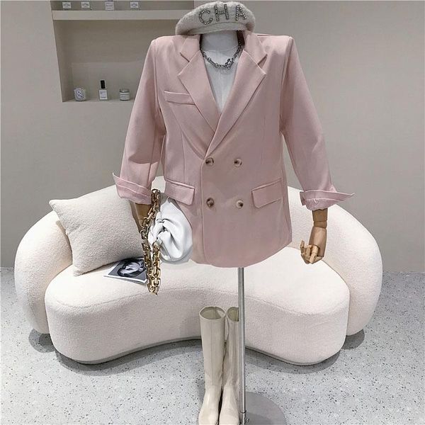 women's spring 2021 fashion socialite formal suit jacket new solid color double breasted casual temperament suit jacket, White;black
women's spring 2021 fashion socialite formal suit jacket new solid color double breasted casual temperament suit jacket, White;black