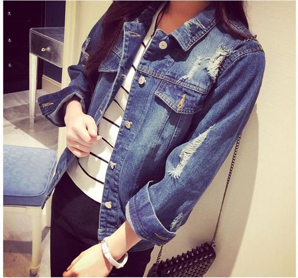 women's jackets 2021 autumn and winter street style long-sleeved loose hole washed denim jacket coat female short fashion casual, Black;brown
women's jackets 2021 autumn and winter street style long-sleeved loose hole washed denim jacket coat female short fashion casual, Black;brown