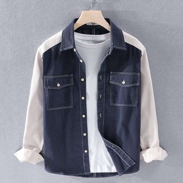 2021 100% cotton new style long sleeve casual patchwork shirts for men fashion comfortable brand shirt mens camisa chemise rva7, White
2021 100% cotton new style long sleeve casual patchwork shirts for men fashion comfortable brand shirt mens camisa chemise rva7, White