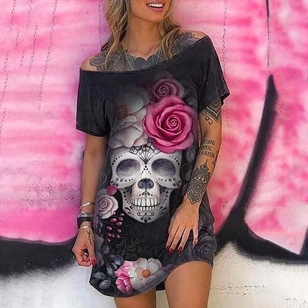 casual dresses 2021 punk style skull print shirt dress women summer y2k loose slash neck mini streetwear robe femme, Black;gray
casual dresses 2021 punk style skull print shirt dress women summer y2k loose slash neck mini streetwear robe femme, Black;gray