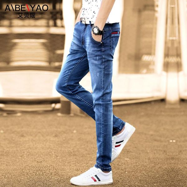 men's jeans spring 2021 small feet slim stretch casual korean style trendy teenagers pencil trousers, Blue
men's jeans spring 2021 small feet slim stretch casual korean style trendy teenagers pencil trousers, Blue