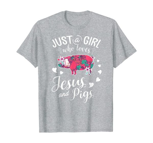 just a girl who loves jesus and pigs farmer lover t-shirt, White;black