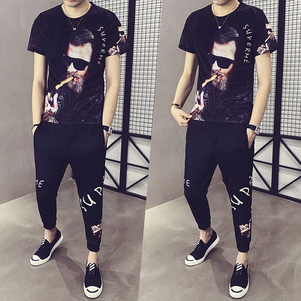 2 piece of short sleeve t shirt sweatpants male character impression jogger casual set streetwear hip hop training ropa hombre dscq, Gray
2 piece of short sleeve t shirt sweatpants male character impression jogger casual set streetwear hip hop training ropa hombre dscq, Gray