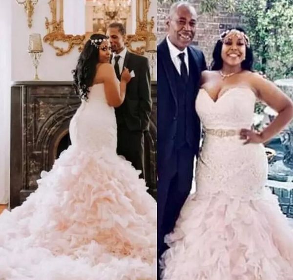 2021 luxury mermaid wedding dresses sweetheart neckline beaded crystals sweep train custom made african wedding bridal gown vestido de novia, White
2021 luxury mermaid wedding dresses sweetheart neckline beaded crystals sweep train custom made african wedding bridal gown vestido de novia, White