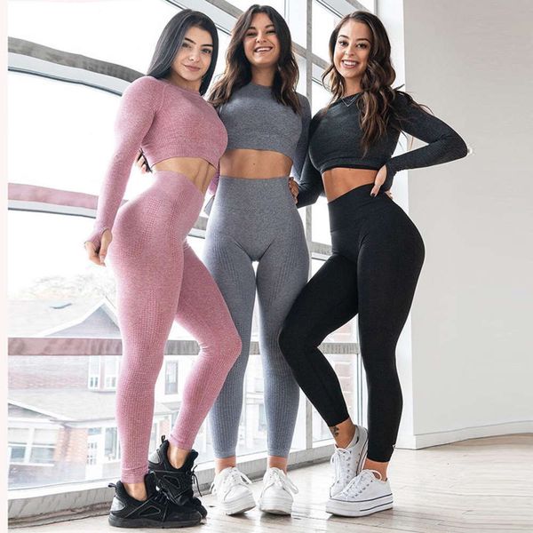 2021seamless yoga suit women's new autumn and winter knitting hip lifting elastic fitness three piece set, Gray
2021seamless yoga suit women's new autumn and winter knitting hip lifting elastic fitness three piece set, Gray