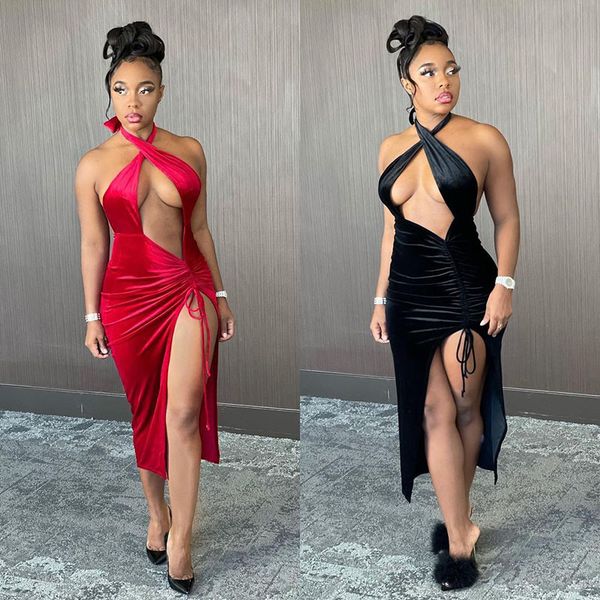party night club birthday dress for women spring 2021 red black velvet backless high split midi dresses d6-db30, Black;gray
party night club birthday dress for women spring 2021 red black velvet backless high split midi dresses d6-db30, Black;gray