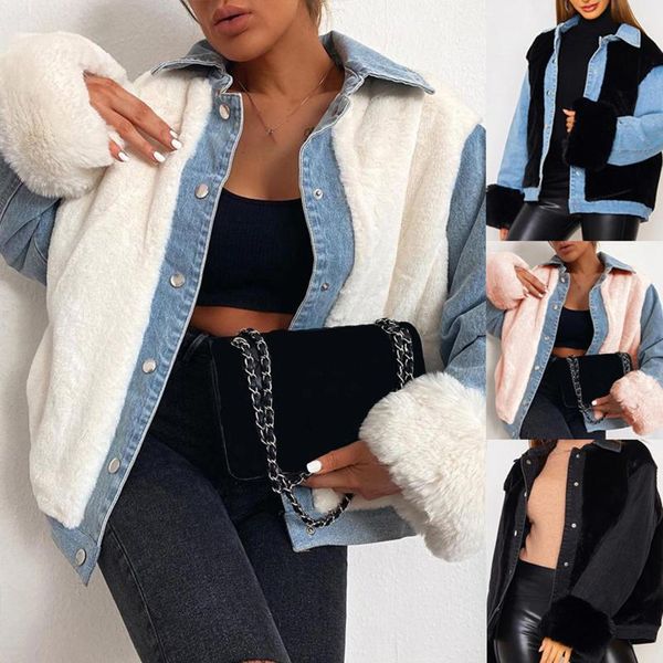 women's jackets 2021 fashion women casual plush patchwork cardigan outerwear denim jacket coat female hooded warm winter outwear, Black;brown
women's jackets 2021 fashion women casual plush patchwork cardigan outerwear denim jacket coat female hooded warm winter outwear, Black;brown
