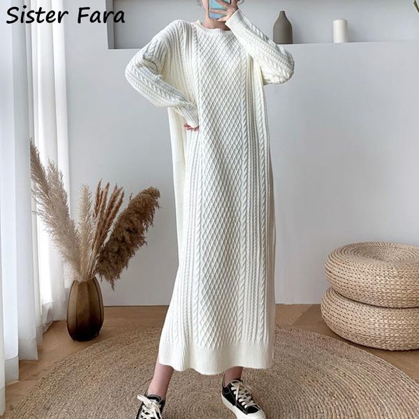 casual dresses sister fara autumn winter knitting long dress female split o-neck loose warm solid sleeve sweater for women, Black;gray
casual dresses sister fara autumn winter knitting long dress female split o-neck loose warm solid sleeve sweater for women, Black;gray