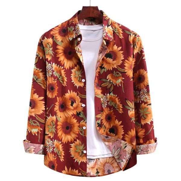 men streetwear hawaiian button sunflow printed shirts casual long sleeve turndown collar blouse masculina camisas hombre#35, White;black
men streetwear hawaiian button sunflow printed shirts casual long sleeve turndown collar blouse masculina camisas hombre#35, White;black