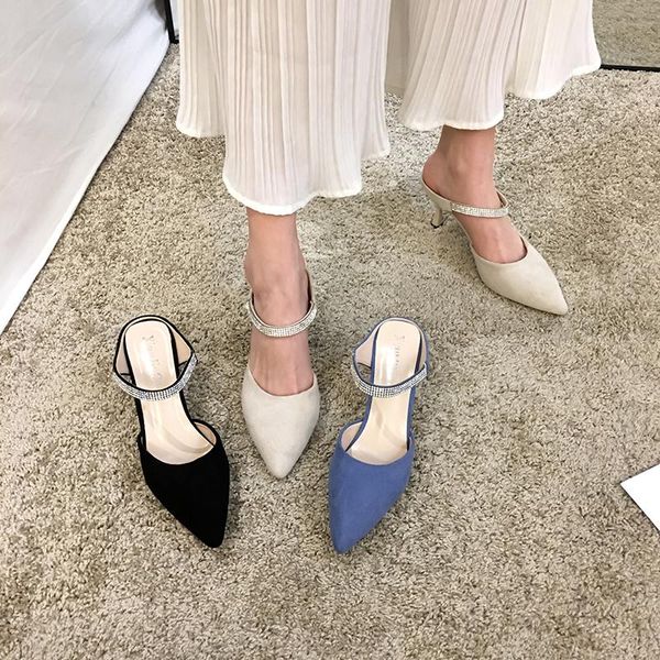 women's shoes sandals 2021 new spring rhinestone pointed stiletto heels, Black
women's shoes sandals 2021 new spring rhinestone pointed stiletto heels, Black