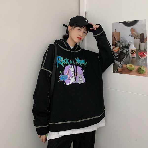 2021 fall new loose hooded sweatshirt women's personality printed fashion college style lm83, Black
2021 fall new loose hooded sweatshirt women's personality printed fashion college style lm83, Black
