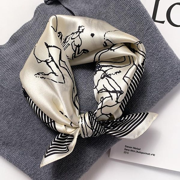 scarves 53*53cm small square silk scarf ladies hair band women neck kerchief fashion character stripe print female bandana, Blue;gray
scarves 53*53cm small square silk scarf ladies hair band women neck kerchief fashion character stripe print female bandana, Blue;gray