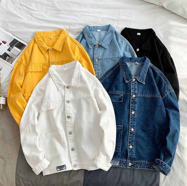 2021 autumn jeans coat new men's denim jacket loose lapel solid color couple jacket korean casual men's clothing, Black;brown
2021 autumn jeans coat new men's denim jacket loose lapel solid color couple jacket korean casual men's clothing, Black;brown