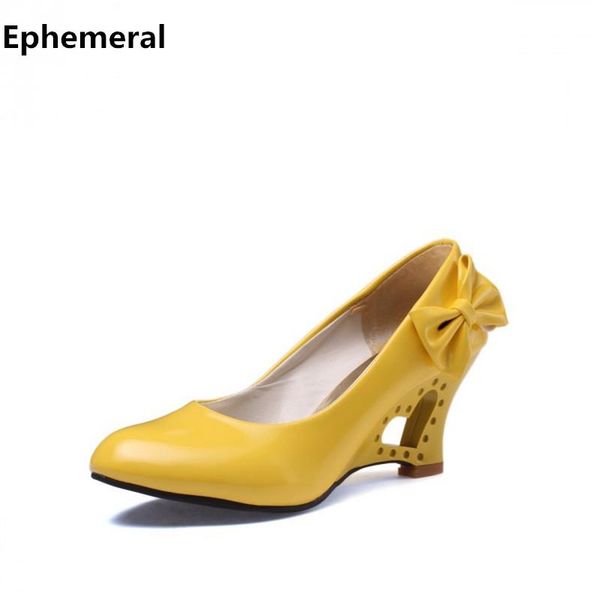 dress shoes ladies big size(4-12) bowtie patent leather 2.4" wedges round toe high heels single women pumps yellow red white kvoll, Black
dress shoes ladies big size(4-12) bowtie patent leather 2.4" wedges round toe high heels single women pumps yellow red white kvoll, Black