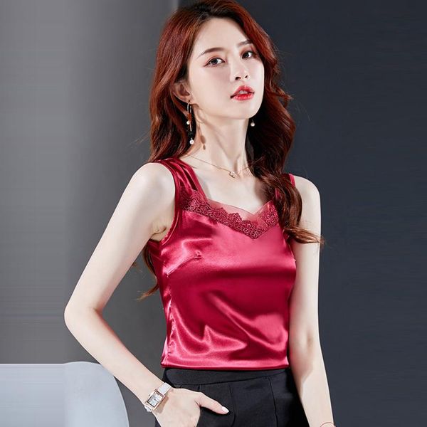 women's tanks & camis silk black tank women summer sleeveless n deep v neck satin streetwear female lace, White
women's tanks & camis silk black tank women summer sleeveless n deep v neck satin streetwear female lace, White