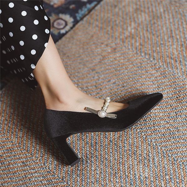 dress shoes ymechic string bead 7cm heels elegant women's pumps flock thick mary jane woman party buckle footwear 2021, Black
dress shoes ymechic string bead 7cm heels elegant women's pumps flock thick mary jane woman party buckle footwear 2021, Black