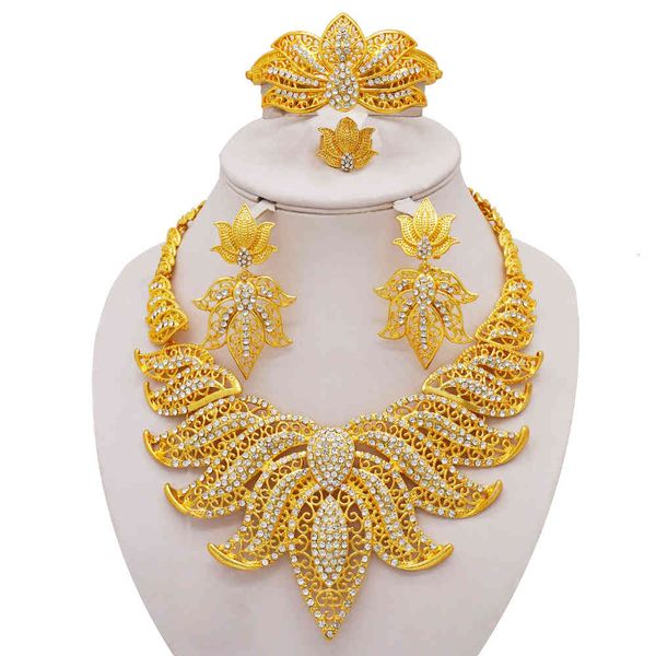 jewelry sets african fashion gold leaves shape crystal necklace bracelet ring earring bridal wedding accessories, Black
jewelry sets african fashion gold leaves shape crystal necklace bracelet ring earring bridal wedding accessories, Black