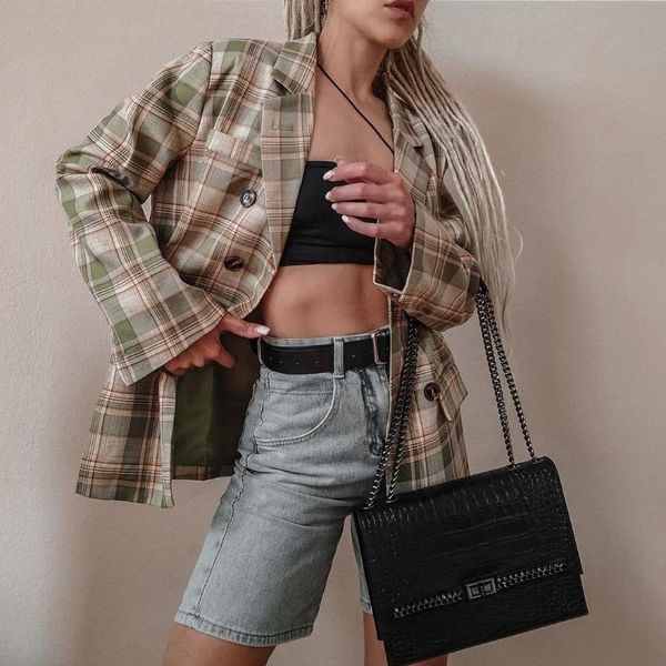 women's suits & blazers 2022 autumn winter oversized plaid buttons pockets jackets notched vintage checkered jk6100, White;black
women's suits & blazers 2022 autumn winter oversized plaid buttons pockets jackets notched vintage checkered jk6100, White;black