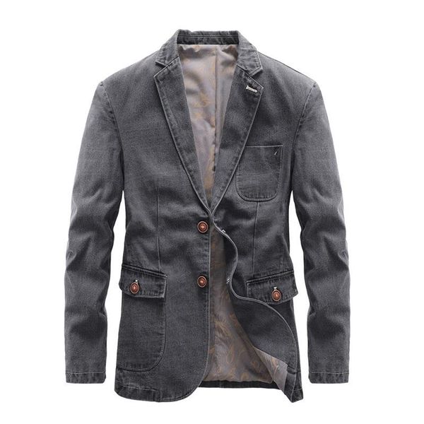men's jackets denim suit single breasted pockets grey casual street spring autumn male outwear cotton slim mens cowboy blazer, Black;brown
men's jackets denim suit single breasted pockets grey casual street spring autumn male outwear cotton slim mens cowboy blazer, Black;brown