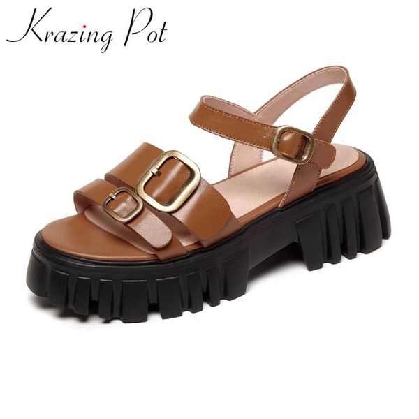 dress shoes krazing pot genuine leather platform thick bottom high heels holidays women buckle decorations gorgeous white color sandals l16, Black
dress shoes krazing pot genuine leather platform thick bottom high heels holidays women buckle decorations gorgeous white color sandals l16, Black
