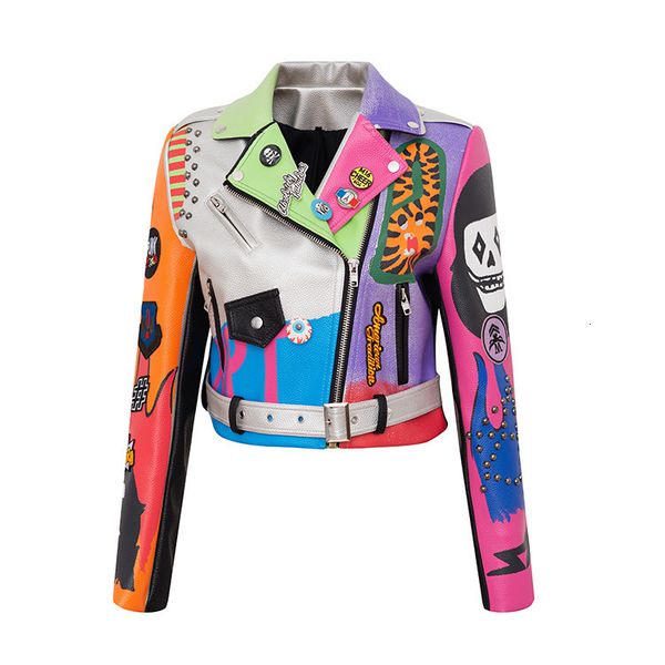 leather jacket cloud clothes plain brocade graffiti printing locomotive women's contrast color slim fit short, Black
leather jacket cloud clothes plain brocade graffiti printing locomotive women's contrast color slim fit short, Black