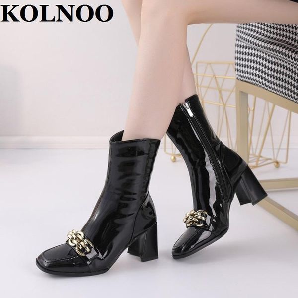 boots kolnoo 2022 handmade real pos ladies chunky heels chains deco patent leather motorcycle fashion winter shoes, Black
boots kolnoo 2022 handmade real pos ladies chunky heels chains deco patent leather motorcycle fashion winter shoes, Black