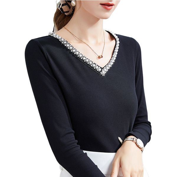 women's t-shirt female shirt with v-neck, long sleeve korean style, casual, for autumn, elegant, solid color cdu1, White
women's t-shirt female shirt with v-neck, long sleeve korean style, casual, for autumn, elegant, solid color cdu1, White