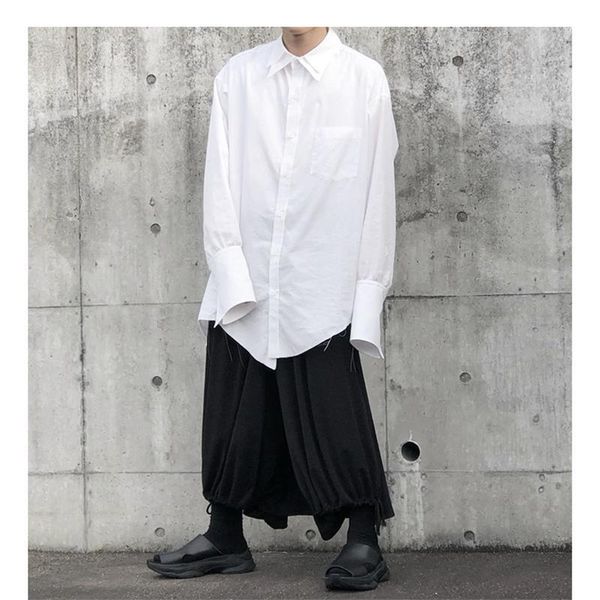men's casual shirts loose irregular double collar design of japanese hip-hop street art leisure large shirt, White;black
men's casual shirts loose irregular double collar design of japanese hip-hop street art leisure large shirt, White;black