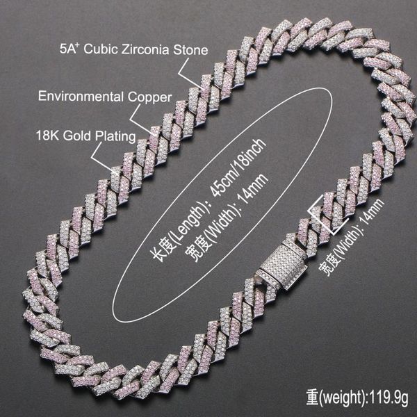 chains 2021 miami cuban square link chain necklace 14mm iced out cubic zirconia rock hip hop style men's jewelry pink drop, Silver
chains 2021 miami cuban square link chain necklace 14mm iced out cubic zirconia rock hip hop style men's jewelry pink drop, Silver