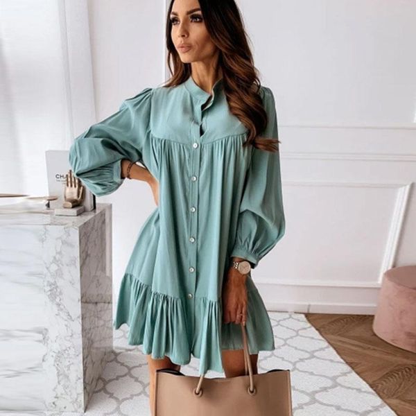 casual dresses women white mini front button a-line dress long sleeve stand collar elegant 2021 autumn vintage ruffled, Black;gray
casual dresses women white mini front button a-line dress long sleeve stand collar elegant 2021 autumn vintage ruffled, Black;gray
