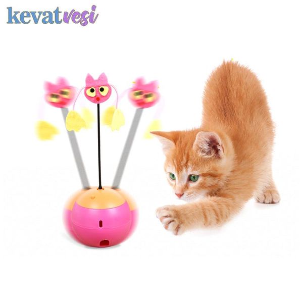 cat toys funny pet tumbler toy balls electric rotation laser light leaking ball interactive feather
