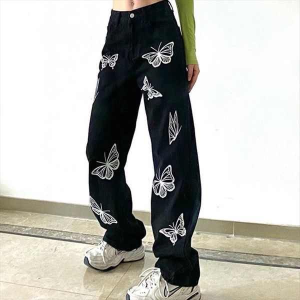 butterfly print black jeans women pant casual ribbed high waisted denim ladies punk streetwear trousers female y2k, Black;white
butterfly print black jeans women pant casual ribbed high waisted denim ladies punk streetwear trousers female y2k, Black;white