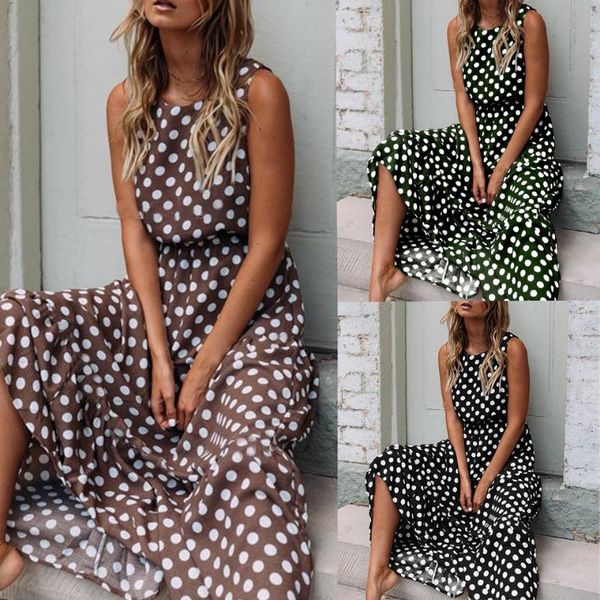 2021 new spring summer fashion polka dot print dresses round neck sleeveless street style long dress women cute dress, Black;gray
2021 new spring summer fashion polka dot print dresses round neck sleeveless street style long dress women cute dress, Black;gray