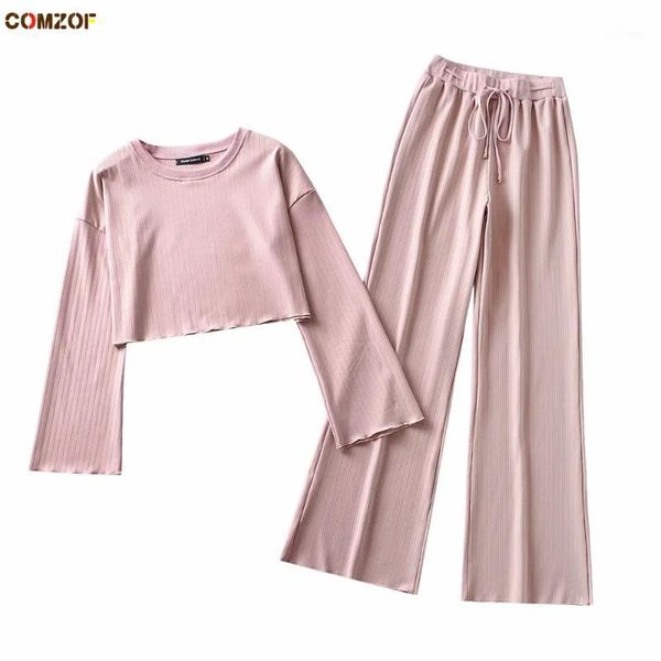 women's two piece pants 2021 women casual knitting wide leg pants+long sleeve t shirt short spring autumn 2 set tracksuit ensemble femm, White
women's two piece pants 2021 women casual knitting wide leg pants+long sleeve t shirt short spring autumn 2 set tracksuit ensemble femm, White